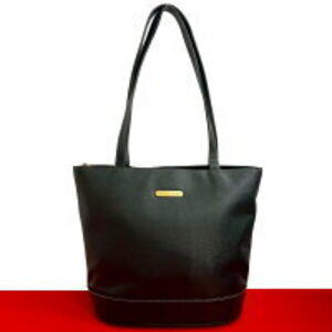 Burberry logo plate leather tote bag shoulder handbag black